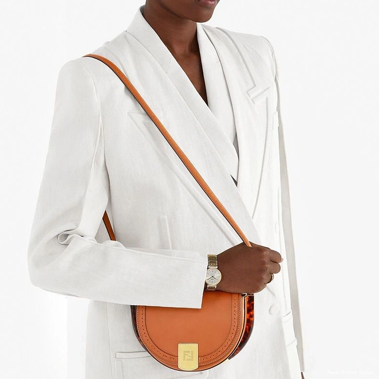 Affordable Leather Fendi Moonlight In Brown Calf ROMA Logo Bag 0714